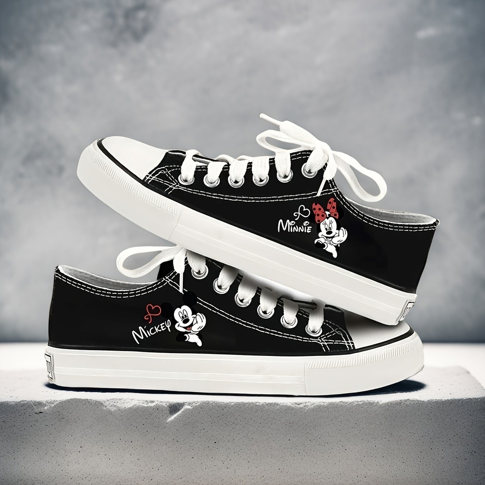 Disney Black Low-Top Minnie & Mickey Sneakers for Women